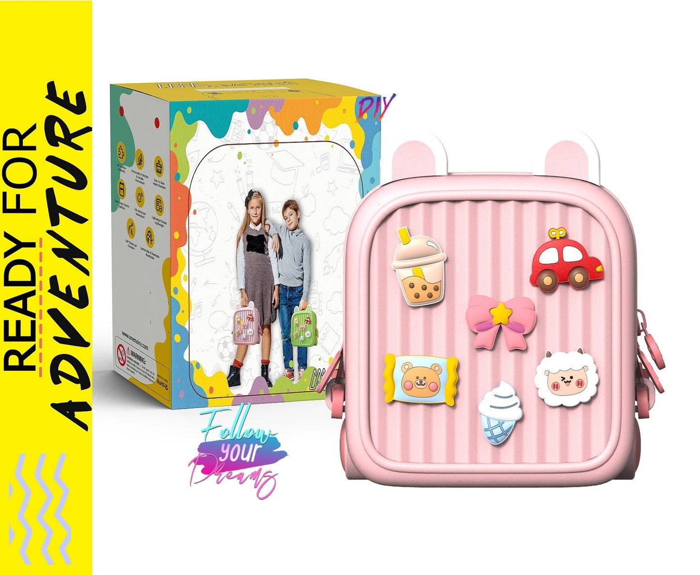 Pink DIY Logo Children's Luggage backpack